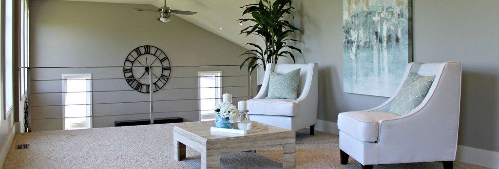 loft seating area staged by Gem Home Staging